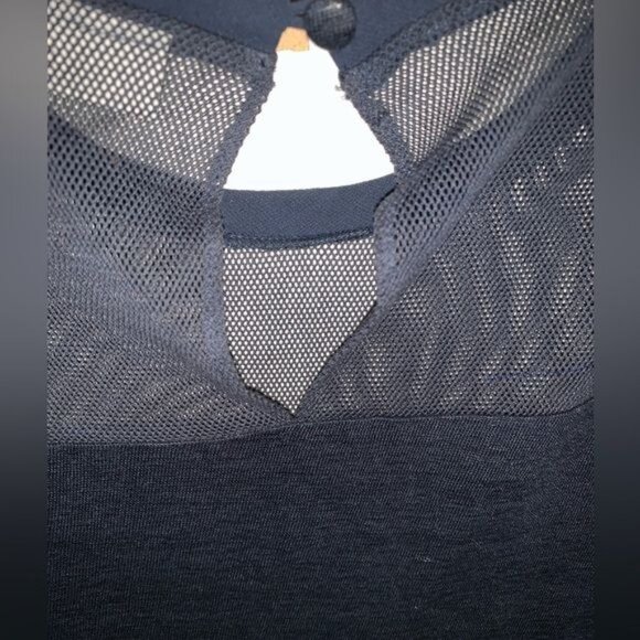 DKNYC Navy Sleeveless Mesh & Chiffon Layered Top S - Picture 7 of 9